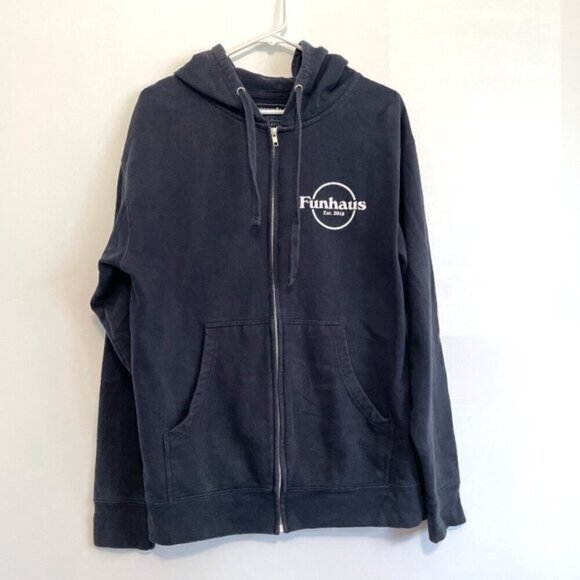 ROOSTER TEETH FUNHAUS Mens Navy Blue Double Sided Full Zip Hoodie Sweatshirt M - Picture 2 of 15